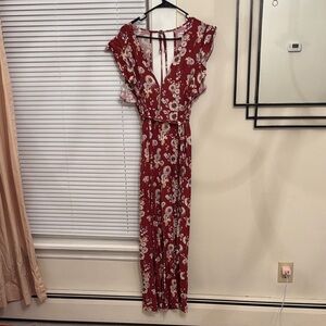 Chic Red Floral Maxi Jumper